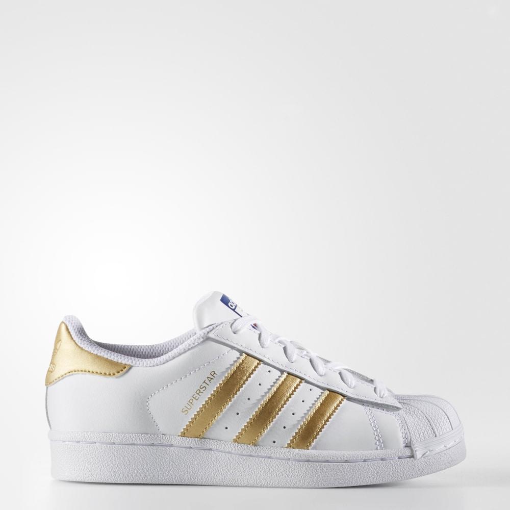 Originals Adidas Superstar Fete Romania - Albi/Aurii Metal/Albastri B39402